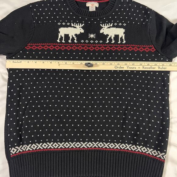 Dockers Christmas Sweater Mens Size M Black Fair Isle Reindeer Knit Pullover VTG - Picture 6 of 12